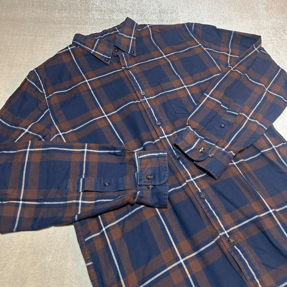 Brooks Brothers Red Fleece Navy Plaid Long Sleeve Button Down Shirt Men Large